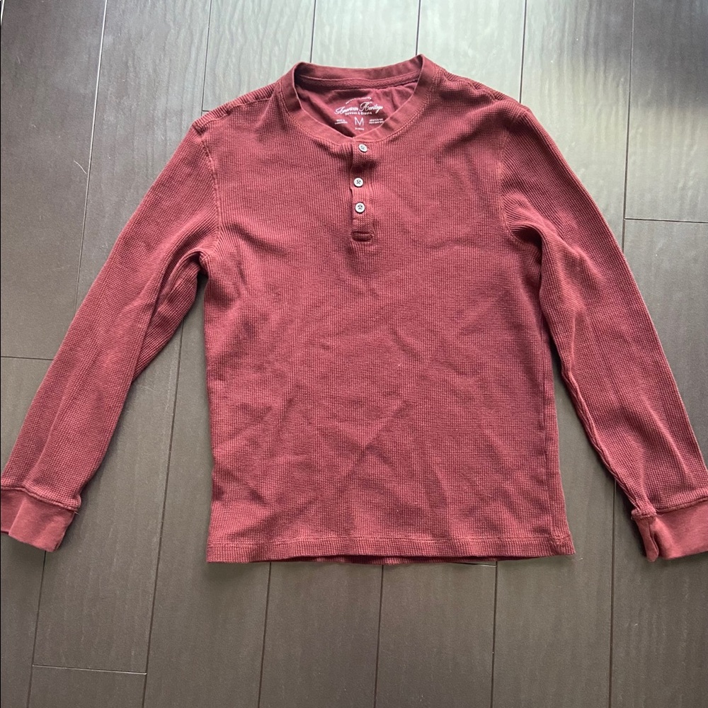 American apparel men’s long sleeved burgundy thermal M EUC